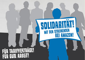 Postkartenaktion „Solidarität mit den Streikenden bei Amazon!“