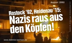 Heidenau 2015: Nazis raus aus den Köpfen! Plakat der Linken Sachsen
