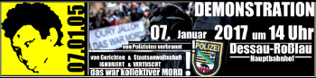 Oury Jalloh - das war Mord! Demonstration am 7. Januar 2017 in Dessau