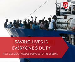 Retten Sie mit uns gemeinsam Menschen im Mittelmeer! Spendenkonto: MISSION LIFELINE e.V.