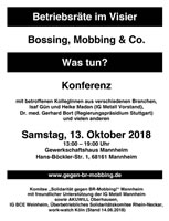 [Sa, 13.10.2018] 5. Konferenz "Betriebsräte im Visier" in Mannheim 