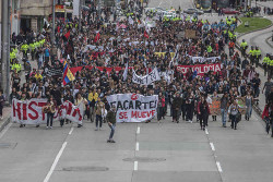 Studidemo am 10.10.2018 in Bogota: Der Widerstand gegen die Privatisierungspläne des neuen Präsidenten mobilisiert die Menschen im Bildungswesen Kolumbiens immer stärker