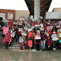 Lehrerstreik Los Angeles Januar 2019: Schon am ersten Streiktag wurde die Propaganda der Stadt widerlegt - über 30.000 streikten