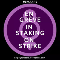 Gemeinsames Plakat von Fraunegruppen und Gewerkschaften zum ersten Frauenstreiktag in belgien am 8.3.2019