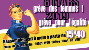 Plakat zum Frauenstreik in Frankreich am 8.3.2019 um 15.40 Uhr