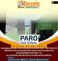 Das Plakat der Lehrergewerkschaft Fecode zum Generalstreik in Kolumbien am 25.4.2019