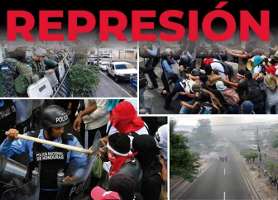 Plakat gegen Polizeigewalt in Honduras