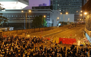 Barrikaden vor dem Parlament in Hongkong am 12.6.2019 gegen das Auslieferungsgesetz