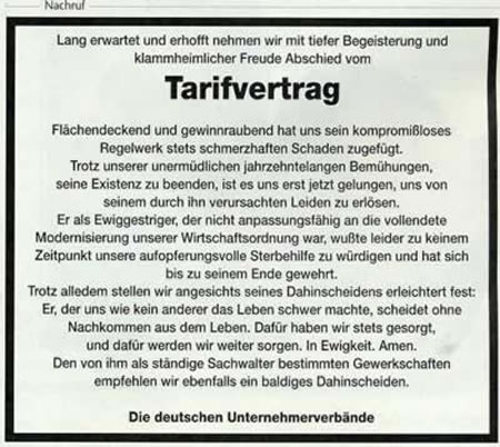 Nachruf: Tarifvertrag