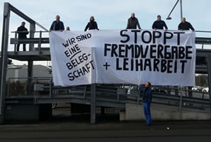 Protest gegen Fremdvergabe und Leiharbeit bei DC Bremen am 4.2.2014