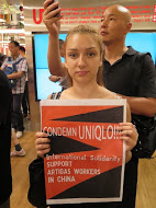 Solidaritätsaktion mit besetzter Textilfabrik in China am 15. Juli 2015 in australien