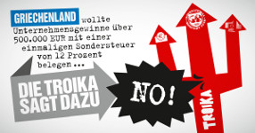 No Troika! Griechenland wollte Unternehmensgewinne über 500.000 EUR mit einer einmaligen Sondersteuer von 12 Prozent belegen... Die Troika sagte dazu: NO!