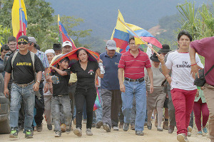 Indigene Organisationen mobilisieren zum Protestmarsch auf Quito - in der ecuadorianischen Hauptstadt sollen die Proteste am 13. August 2015 zusammenlaufen