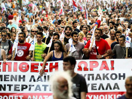 Referendumsdemonstration in Athen - nahezu 100 Prozent SyrizawählerInnen