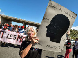 Demonstration am Eurotunnel am 6. august 2015