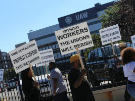 Proteste der UAW Mitglieder Detroit 20.9.2015