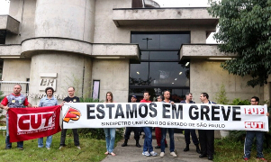 Streikende Ölarbeiter in Brasilien am 3.11.2015