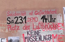 Solidarität mit Geflüchteten - kein Massenlager auf dem Tempelhofer Feld - Berlin, 23. Januar 2016