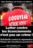 Soliplakat der ICO mit den verurteilten Kollegen von Goodyear Amiens Januar 2016