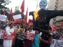 Antiprivatisierungsdemo Karachi am 5.2.2016