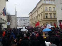 Demonstration in Ljubljana gegen die Flüchtlingspolitik der slowenischen Regierung Februar 2016