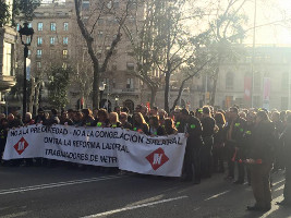 Demonstration der streikenden Metrobelegschaft von Barcelona am 22.2.2016