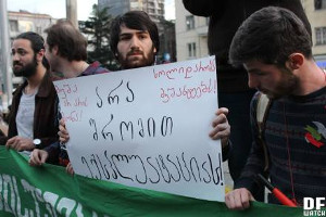 Solidaritätsdemo mit streikenden georgischen Bergarbeitern am 26.2.2016 in Tiflis