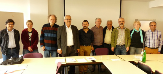 Gewerkschafter stehen solidarisch für den Protest gegen Repression, Verfolgung und Verhaftungen in der Türkei. (Pressekonferenz #peacenowturkey am 15. April 2016, DGB-Haus Düsseldorf - Foto: Uwe Koopmann)