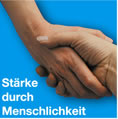 "Stärke durch Menschlichkeit" - Eigenwerbung der Diakonie (gefunden bei dem Diakonischen Werk Passau)