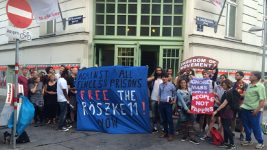 Solidarität mit den 11 von Röszke zum Prozessbeginn am 27.6.2016