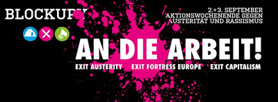 Blockupy 2016/17: An die Arbeit – Aktionswochenende am 2./3. September 2016 in Berlin