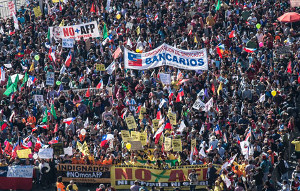 Demonstration in Santiago de Chile am 21.8.2016 - für die Abschaffung der privaten Rentenversicherung