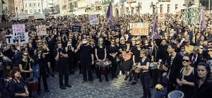 Gegen Abtreibungsverbot Demo Warschau 3.10.16