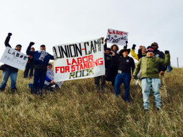 Gewerkschafter beim Standing Rock-Protestcamp am 28.10.2016