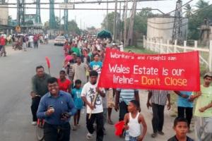 Demonstration der streikenden Zuckerarbeiter auf Guyana 17.10.2016