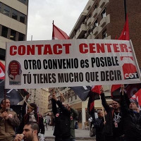 Call Center-Streikdemo in Madrid am 28.11.2016