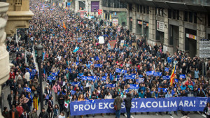 Demo für Flüchtlingsaufnahme in Barcelona am 19.2.2017 mit rund 250.000 Menschen