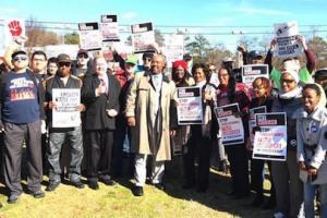 Solidaritätsaktion der Nissan Belegschaft in atlanta mit den Kolegen in Canon, mississipi im Kampf um das Recht auf Gewerkschaft am 29.1.2017