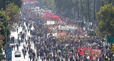 Demonstration gegen private Rentenversicherung npmasafp am 26.3.2017 in Santiago de Chile