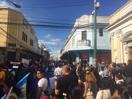 Eine der vielen täglichen Demonstrationen in Guatemala Stadt im März 2017 nach dem tödlichen Brand im Jugendheim
