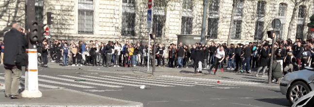 Foto von Bernard Schmid von den Protesten gegen die Pariser Polizei am Sonntag, den 2. April 17 in Paris - wir danken!