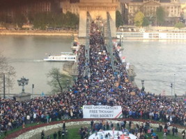 Die Demonstration zum Erhalt der CEU in Budapest am 9.4.2017