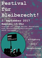 2.9.2017 in Dortmund: Gemeinsam für Bleiberecht! Gemeinsam gegen Abschiebung!