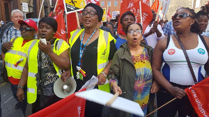 15. Juli 2017 die erste Demonstration beim grössten Reinigungsstreik Englands