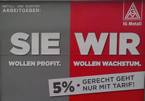 "Metall- und Elektro-Arbeitgeber: Sie wollen Profit. Wir wollen Wachstum" (IG Metall 2016). Foto: Wolfgang Schaumberg