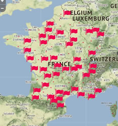 Streikkarte der Protestmobilisierung für den Aktionstag am 12. September 2017 in Frankreich gegen Macrons "Loi travail 2"