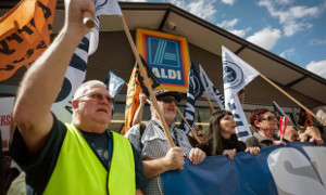 Aldi-Fahrer protestieren in Sydney am 12.10.2017