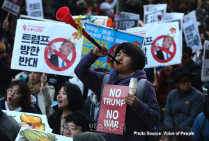 Demonstration in Seoul aus Anlass des Trump Besuches in Südkorea am 6.11.2017