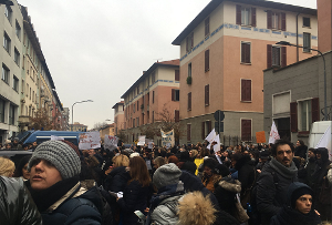 Streiktag der Basisgewerkschaften Italiens gegen neue Diplomordnung am 81.1.18, hier in Mailand