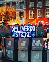 Streik der Fahrradkuriere zum Neujahrstag 2018 hier in Amsterdam